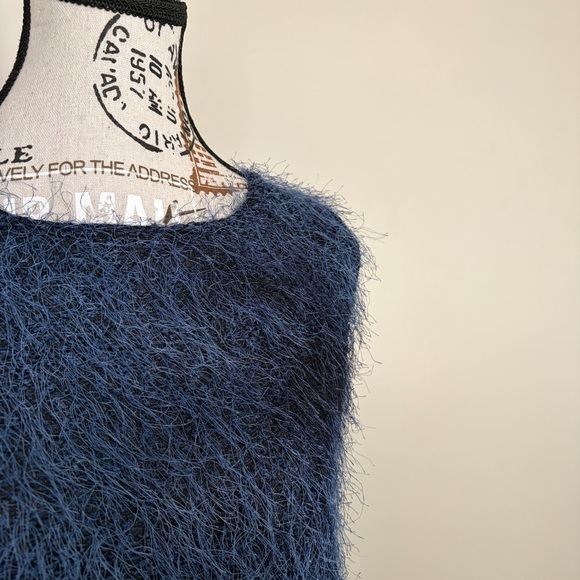 vintage artex blue eyelash knit y2k sleeveless top - Picture 3 of 7